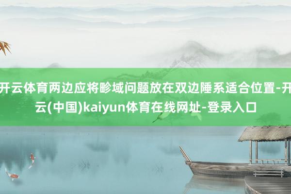 开云体育两边应将畛域问题放在双边陲系适合位置-开云(中国)kaiyun体育在线网址-登录入口
