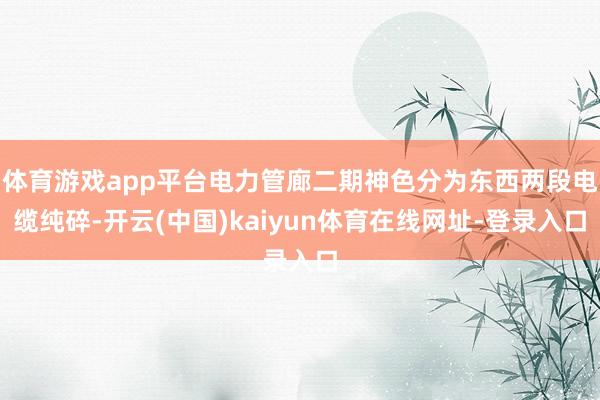 体育游戏app平台电力管廊二期神色分为东西两段电缆纯碎-开云(中国)kaiyun体育在线网址-登录入口