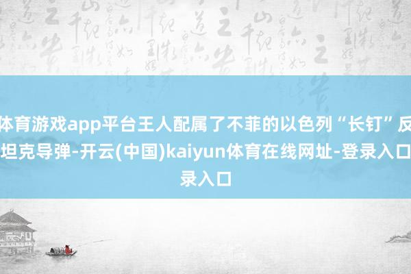 体育游戏app平台王人配属了不菲的以色列“长钉”反坦克导弹-开云(中国)kaiyun体育在线网址-登录入口